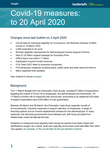 Taxbriefs – Covid-19 Measures April 2020 - Protection & Investment - Financial Advisors Petersfield Hampshire Portsmouth Southampton Guildford Surrey Sussex